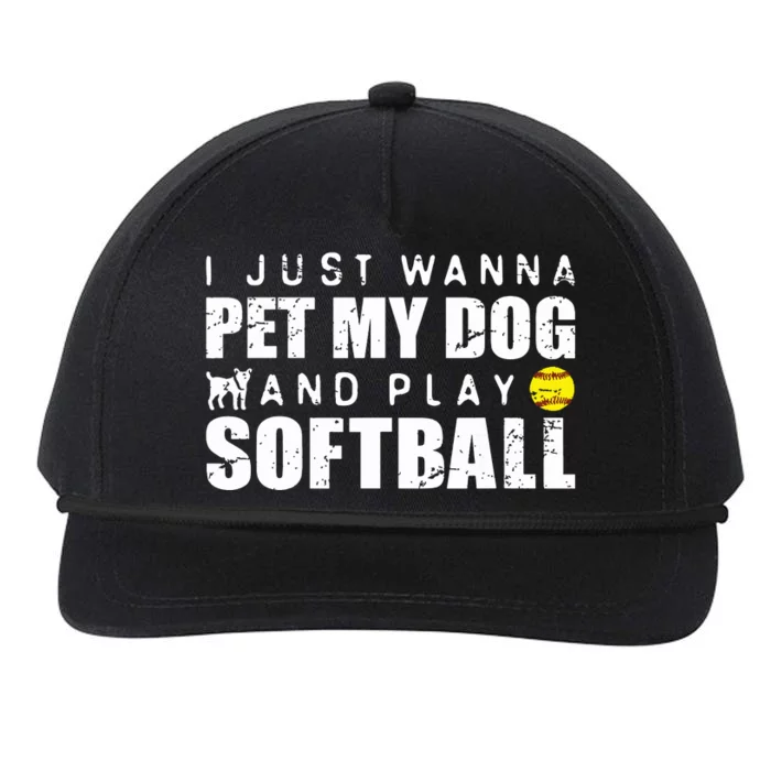 Girl Fastpitch Softball Funny Dog Snapback Five-Panel Rope Hat