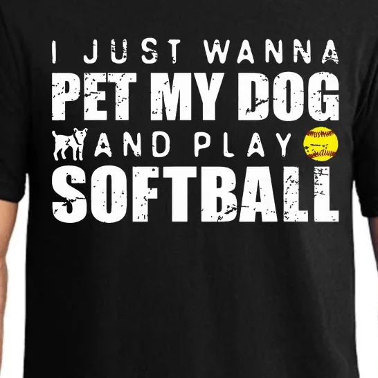 Girl Fastpitch Softball Funny Dog Pajama Set