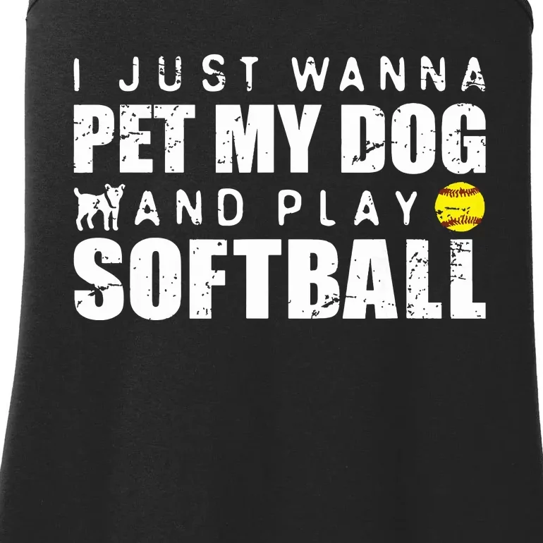 Girl Fastpitch Softball Funny Dog Ladies Essential Tank