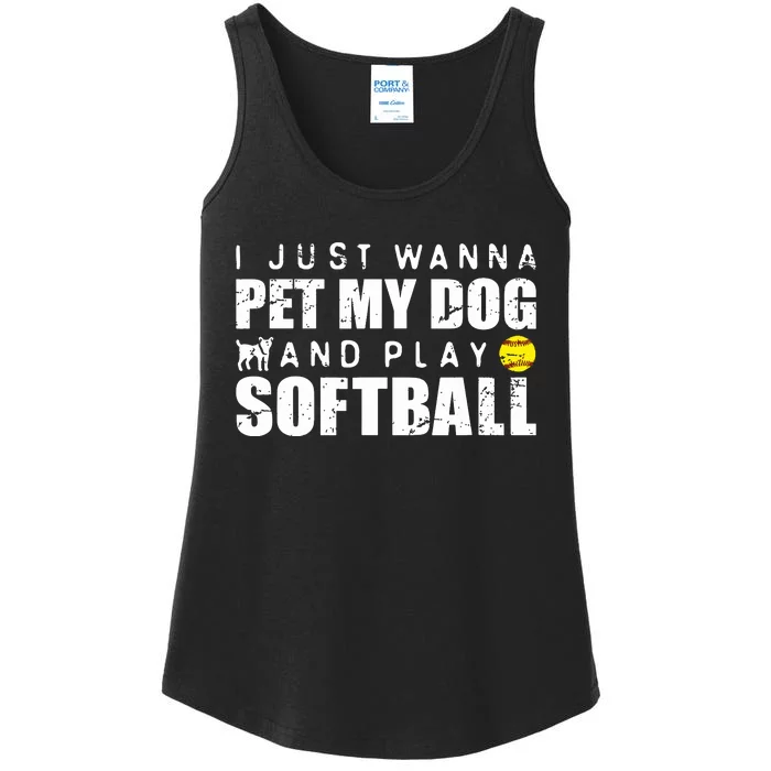 Girl Fastpitch Softball Funny Dog Ladies Essential Tank