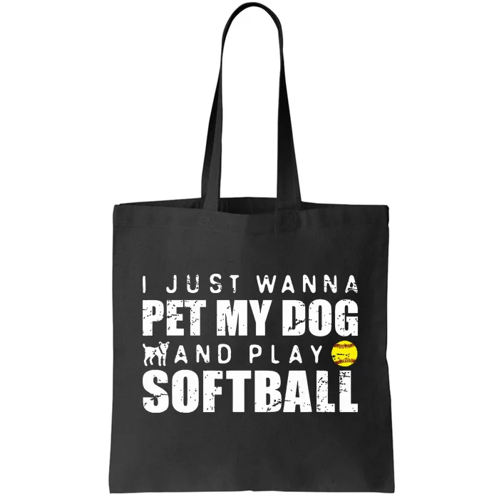 Girl Fastpitch Softball Funny Dog Tote Bag