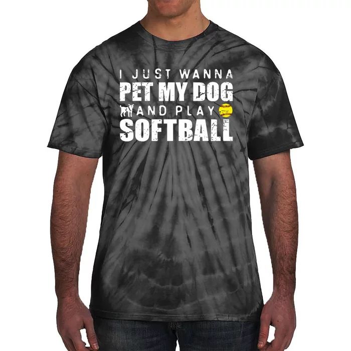 Girl Fastpitch Softball Funny Dog Tie-Dye T-Shirt