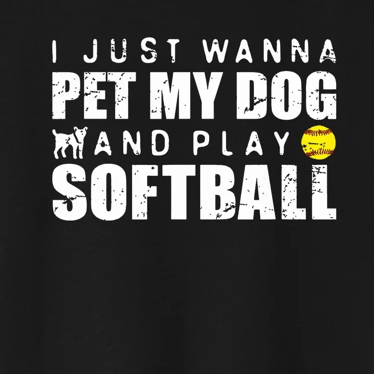 Girl Fastpitch Softball Funny Dog Women's Crop Top Tee