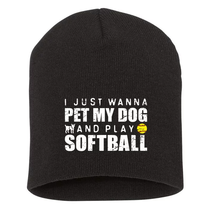 Girl Fastpitch Softball Funny Dog Short Acrylic Beanie