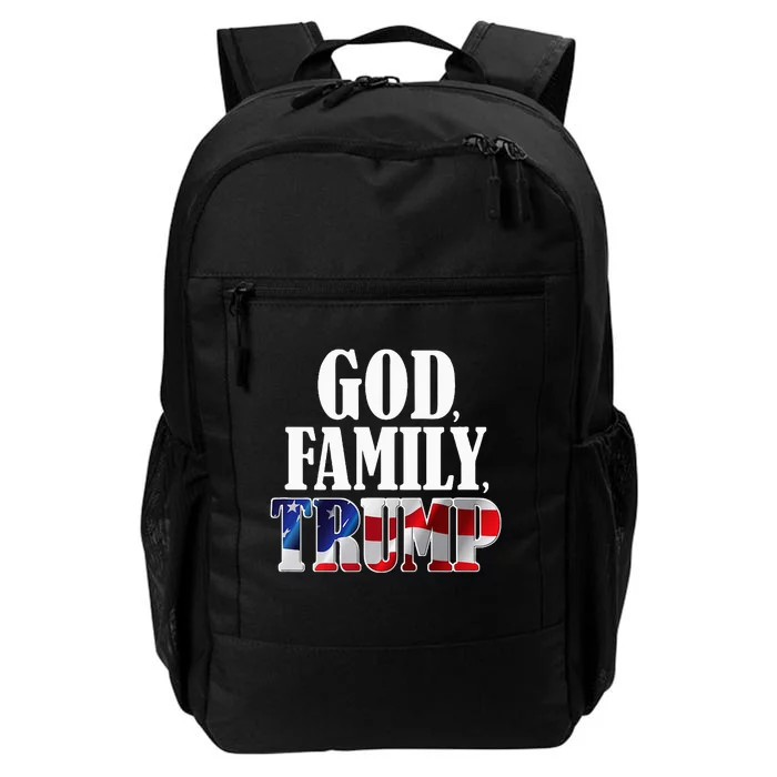 God Family Trump Christian Supporter Voter Gift America Flag Daily Commute Backpack