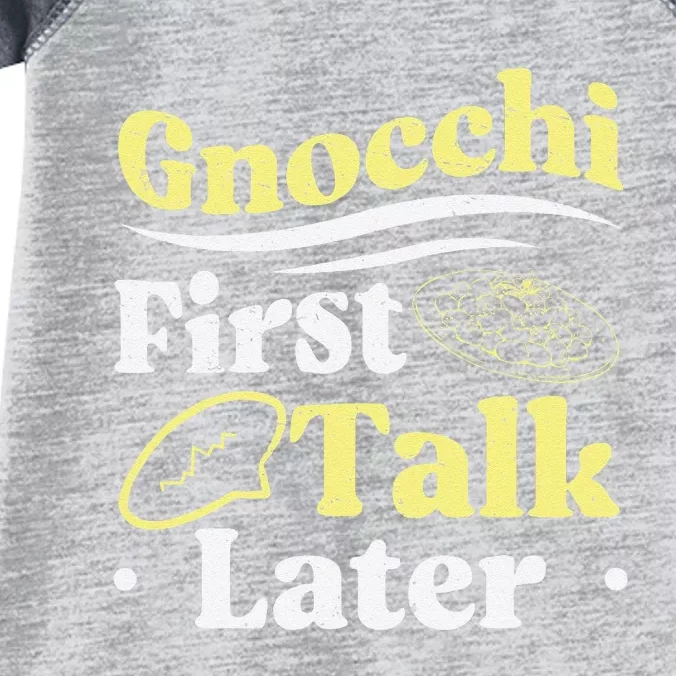 Gnocchi First Talk Later Funny Italian Cuisine Gnocchi Lover Infant Baby Jersey Bodysuit