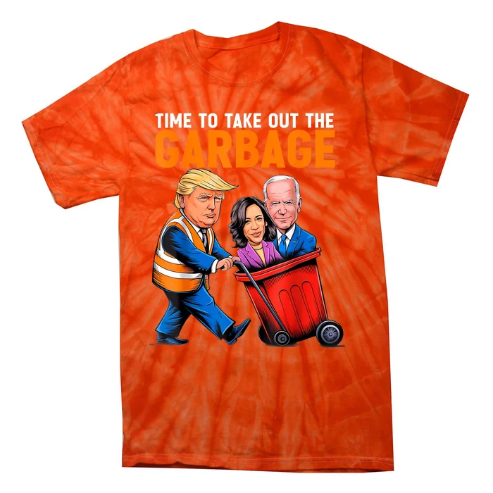 Garbage For Trump 2024 Funny Time To Take Out Garbage Biden Tie-Dye T-Shirt