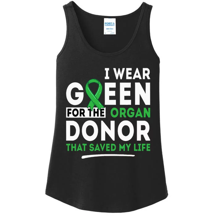 Green For The Organ Donor Transplant Kidney Liver Surgery Ladies Essential Tank