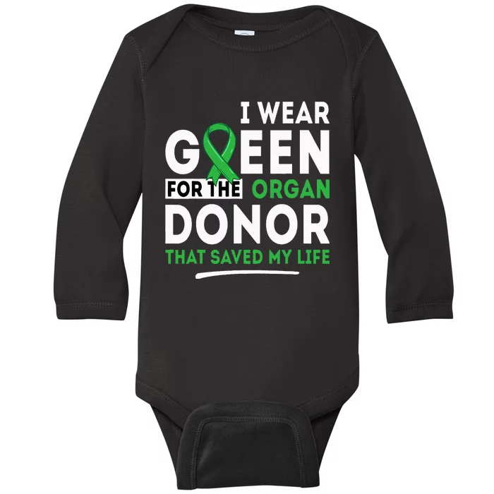 Green For The Organ Donor Transplant Kidney Liver Surgery Baby Long Sleeve Bodysuit