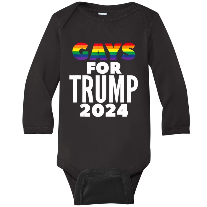 Gays For Trump 2024 Election Vote Baby Long Sleeve Bodysuit