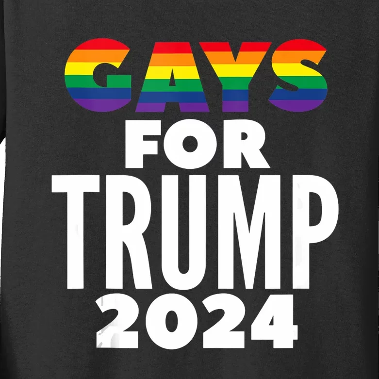 Gays For Trump 2024 Election Vote Kids Long Sleeve Shirt