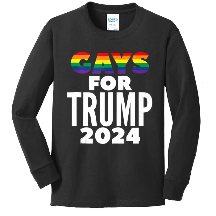 Gays For Trump 2024 Election Vote Kids Long Sleeve Shirt