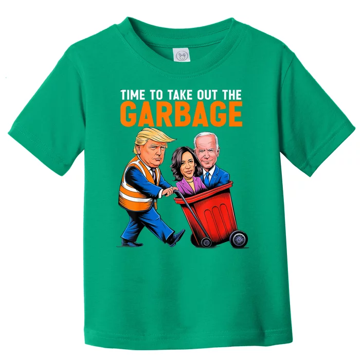 Garbage For Trump 2024 Funny Time To Take Out Garbage Biden Toddler T-Shirt