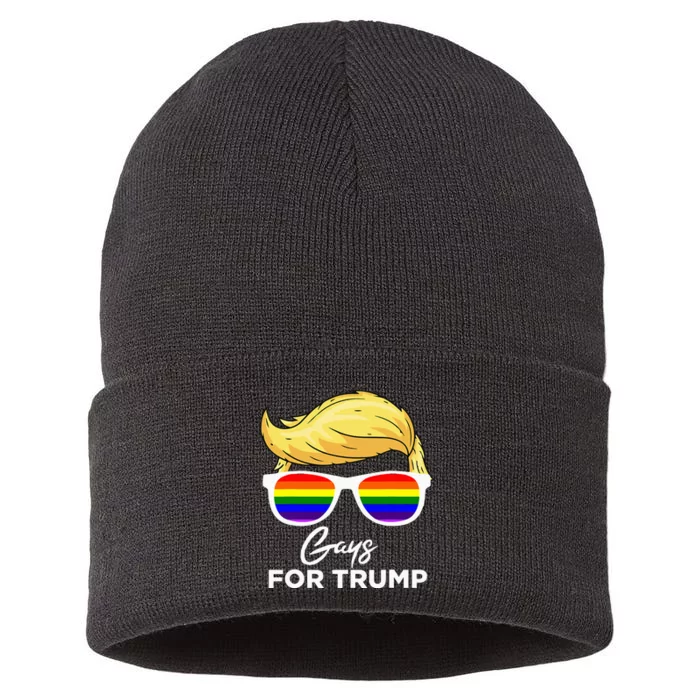 Gays For Trump 2024 Election Donald Trump President Sustainable Knit Beanie