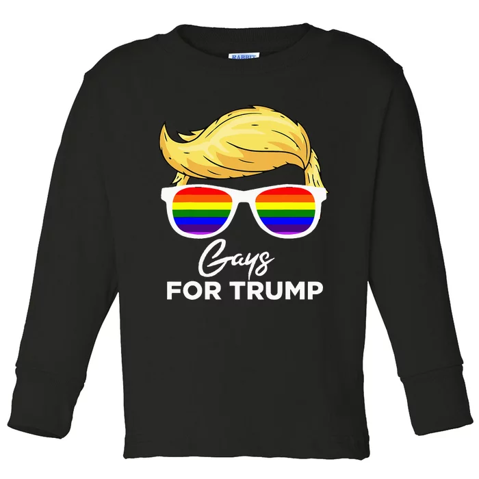 Gays For Trump 2024 Election Donald Trump President Toddler Long Sleeve Shirt