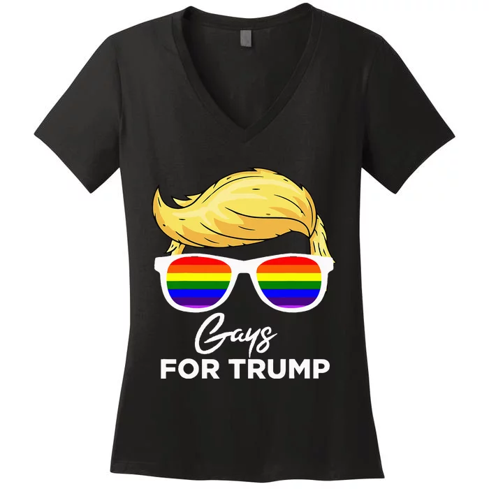 Gays For Trump 2024 Election Donald Trump President Women's V-Neck T-Shirt