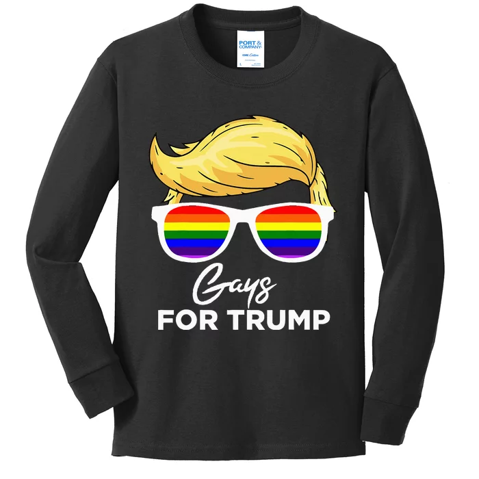 Gays For Trump 2024 Election Donald Trump President Kids Long Sleeve Shirt