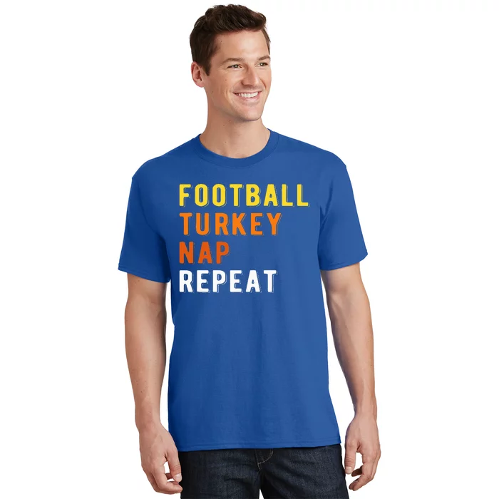 Gaming Football Turkey Nap Repeat Pumpkin  Thanksgiving T-Shirt