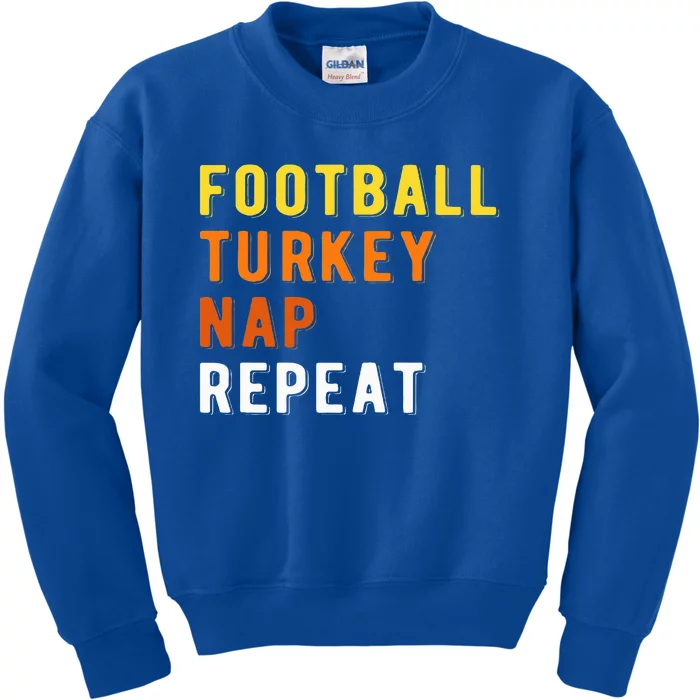 Gaming Football Turkey Nap Repeat Pumpkin  Thanksgiving Kids Sweatshirt