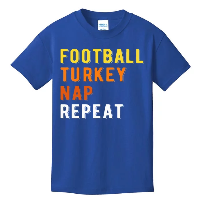 Gaming Football Turkey Nap Repeat Pumpkin  Thanksgiving Kids T-Shirt