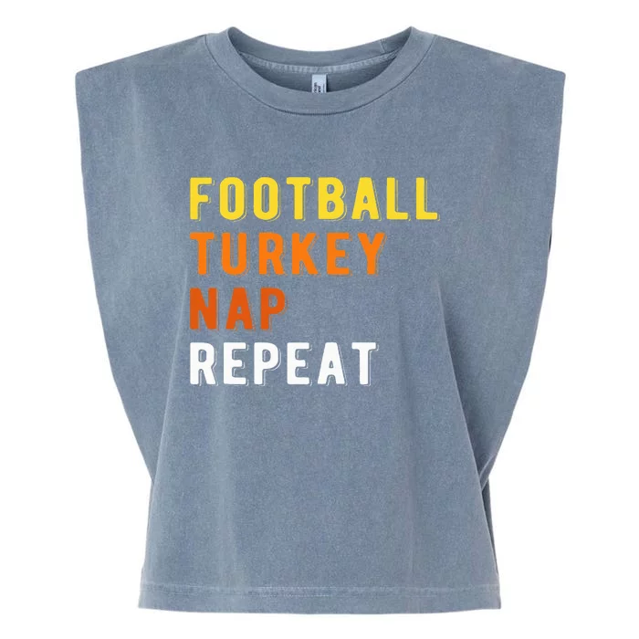 Gaming Football Turkey Nap Repeat Pumpkin  Thanksgiving Garment-Dyed Women's Muscle Tee