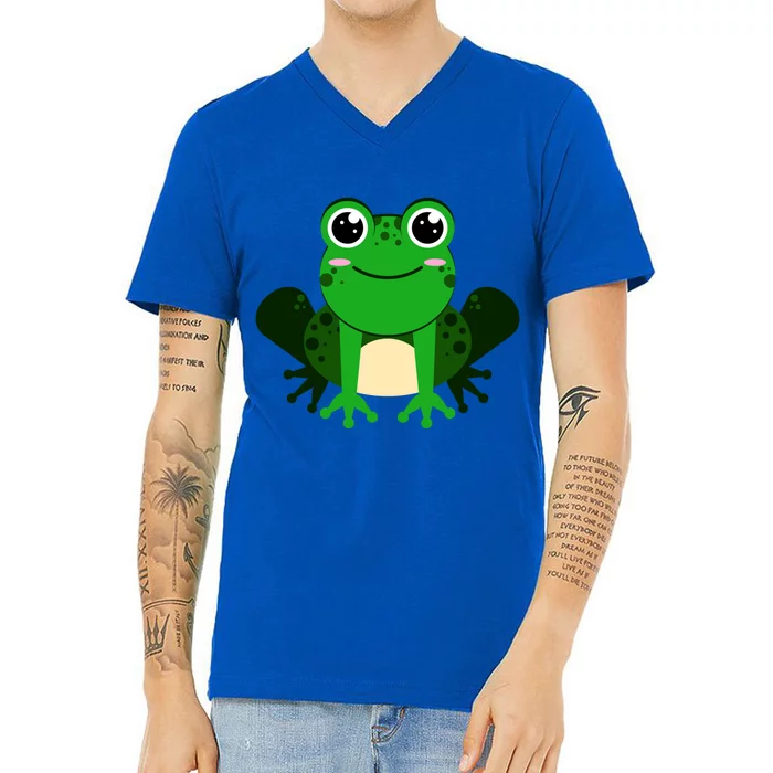 Green Frog True Toad Amphibian Froggy Lover Tadpole Gift V-Neck T-Shirt