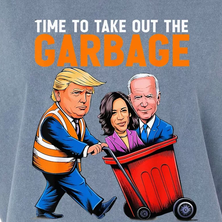 Garbage For Trump 2024 Time To Take Out Garbage Biden Garment-Dyed Women's Muscle Tee