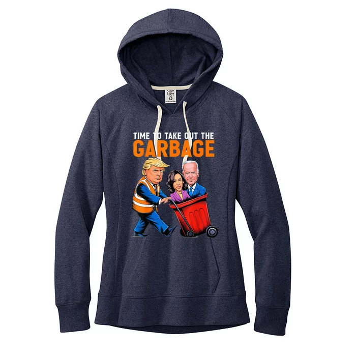 Garbage For Trump 2024 Time To Take Out Garbage Biden Women's Fleece Hoodie