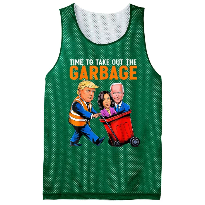 Garbage For Trump 2024 Funny Time To Take Out Garbage Biden Mesh Reversible Basketball Jersey Tank