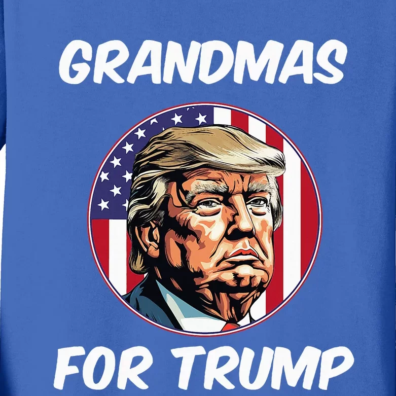 Grandmas For Trump American Flag Kids Long Sleeve Shirt