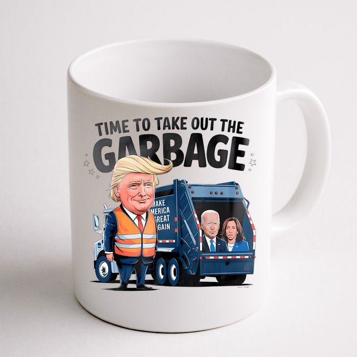 Garbage For Trump 2024 Funny Time To Take Out Garbage Biden Front & Back Coffee Mug