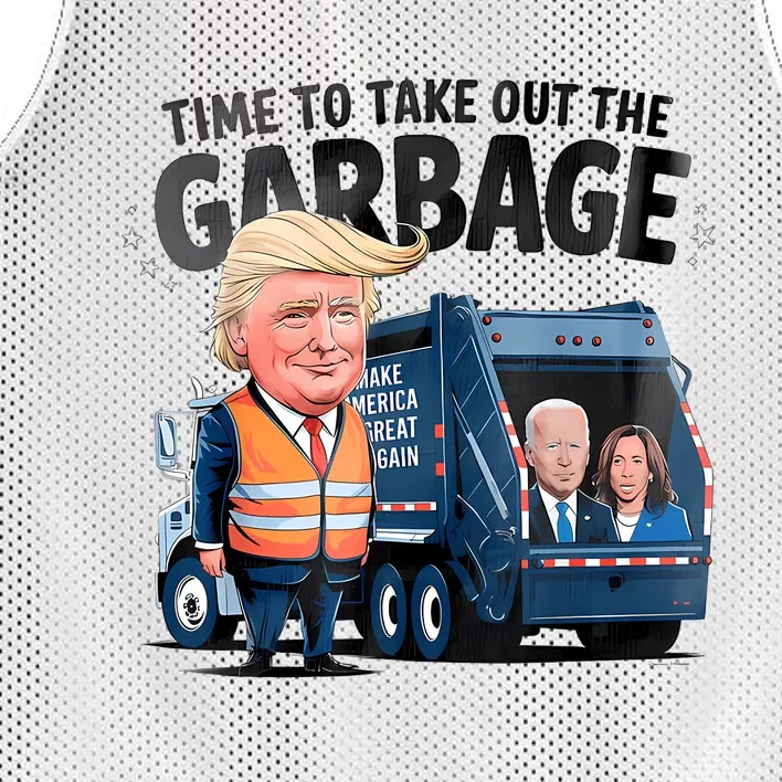 Garbage For Trump 2024 Funny Time To Take Out Garbage Biden Mesh Reversible Basketball Jersey Tank