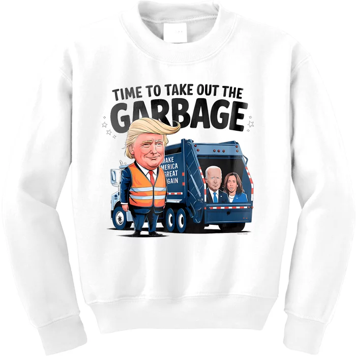 Garbage For Trump 2024 Funny Time To Take Out Garbage Biden Kids Sweatshirt