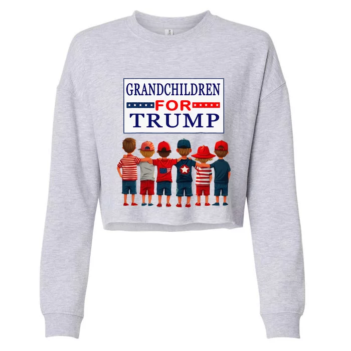 Grandchildren For Trump Vote For Grandpa Cropped Pullover Crew