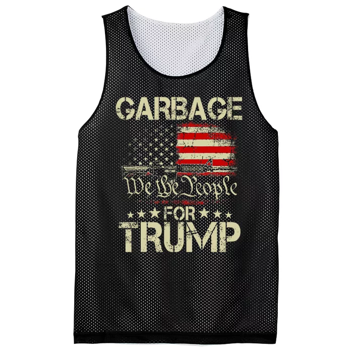 Garbage For Trump 2024 Tees Trump Supporter Us Flag Mesh Reversible Basketball Jersey Tank