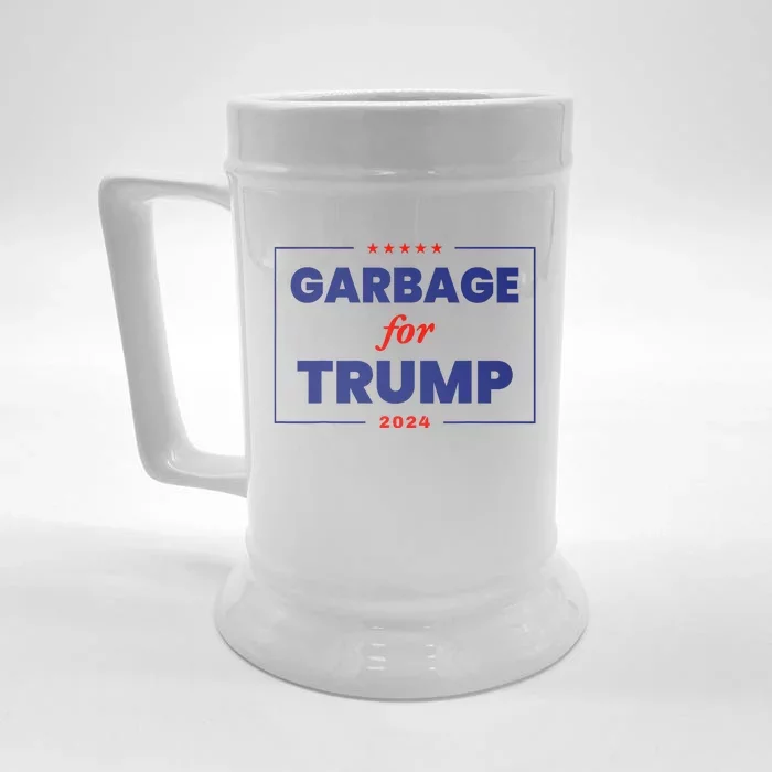 Garbage For Trump 2024 Funny Trump Supporter Front & Back Beer Stein