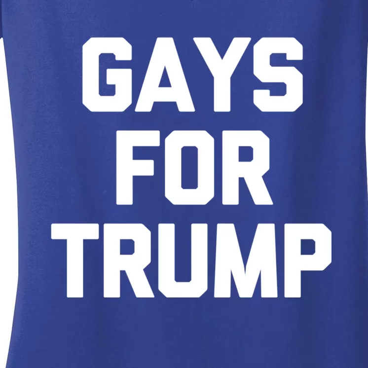 Gays For Trump President Vote 2024 USA Flag Rainbow LGBT Women's V-Neck T-Shirt