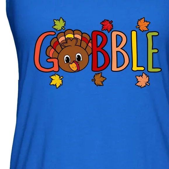 Gobble Funny Turkey Thanksgiving Family Graphic Meaningful Gift Ladies Essential Flowy Tank