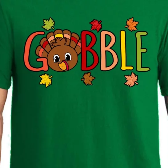 Gobble Funny Turkey Thanksgiving Family Graphic Meaningful Gift Pajama Set