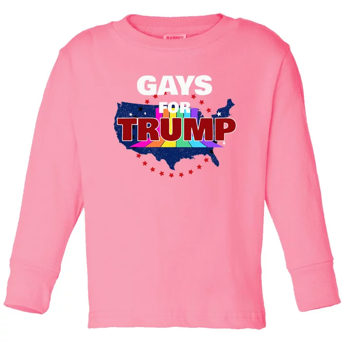 Gays For Trump 2024 Pro Reelect Donald Trump Toddler Long Sleeve Shirt