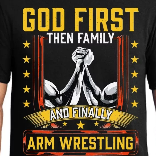 God First Then Family And Finally Arm Wrestling  Arm Muscle Pajama Set