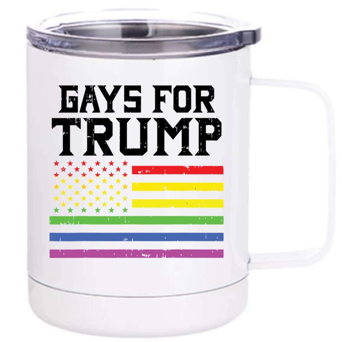 Gays For Trump Usa Flag Pro Reelect Donald 2020 Lgpt Gift Front & Back 12oz Stainless Steel Tumbler Cup