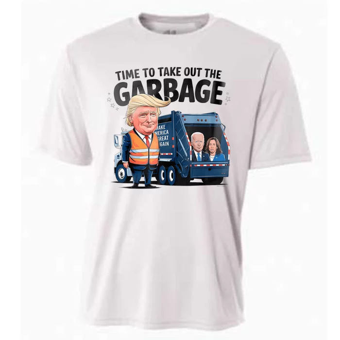 Garbage For Trump 2024 Funny Time To Take Out Garbage Biden Cooling Performance Crew T-Shirt