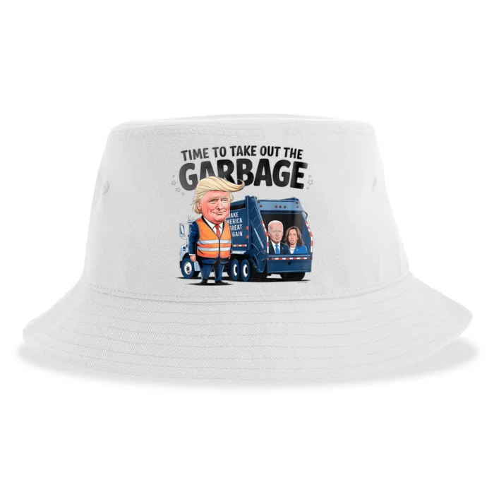 Garbage For Trump 2024 Funny Time To Take Out Garbage Biden Sustainable Bucket Hat