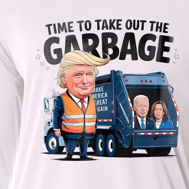 Garbage For Trump 2024 Funny Time To Take Out Garbage Biden Cooling Performance Long Sleeve Crew