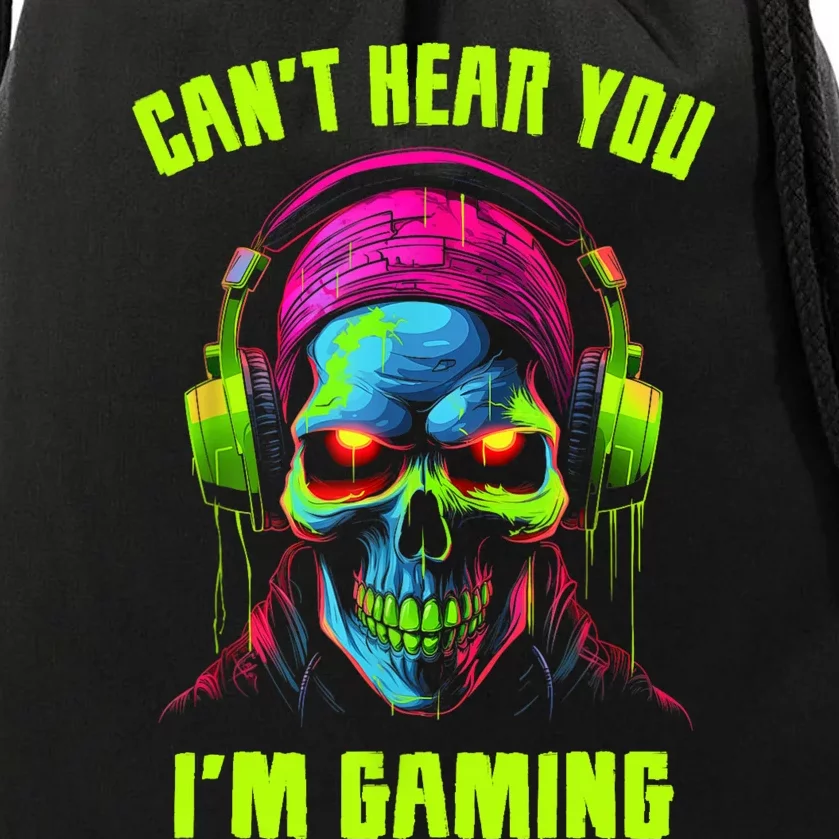 Gamer For Teens Video Gaming Funny Skull Drawstring Bag