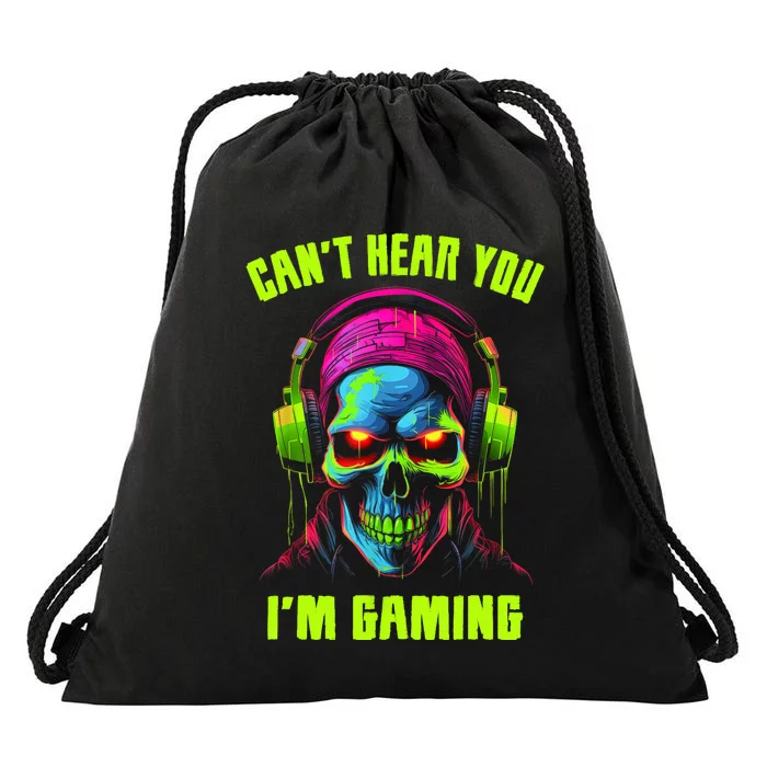 Gamer For Teens Video Gaming Funny Skull Drawstring Bag