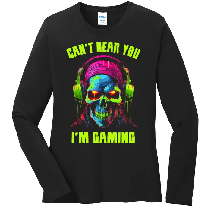 Gamer For Teens Video Gaming Funny Skull Ladies Long Sleeve Shirt