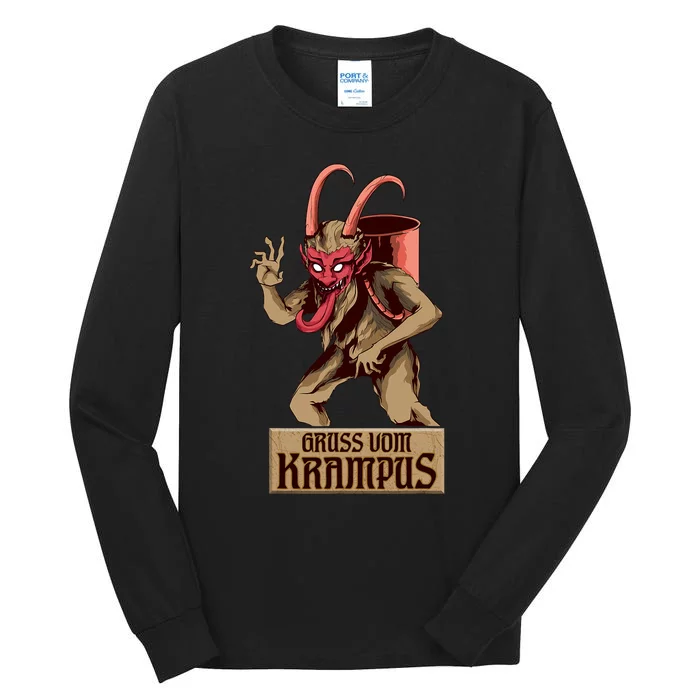 Greetings From The Krampus Evil Frohe Krampus Christmas Demon Tall Long Sleeve T-Shirt