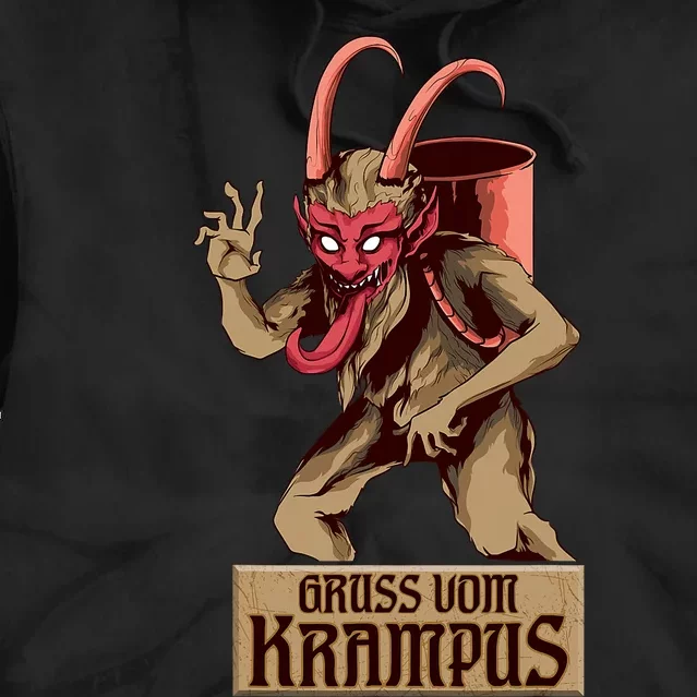 Greetings From The Krampus Evil Frohe Krampus Christmas Demon Tie Dye Hoodie